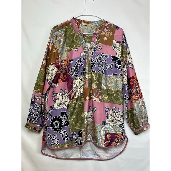Soft Surroundings Women's Size Large Pink/Purple Alvadore Fluer Patchwork Tunic - Picture 1 of 8